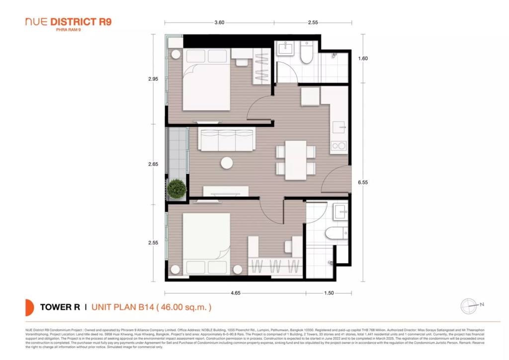 Noble Nue District R9 | 2 ห้องนอน ทิศ N ไม่ร้อน ตกแต่งสวย