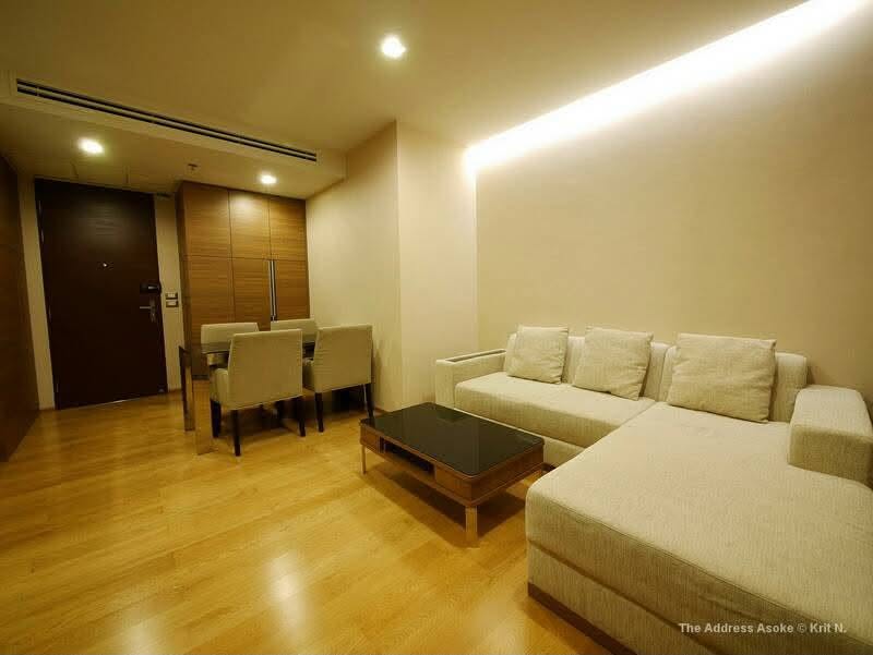 The Address Asoke | Executive Suite For Rent! The Address Asoke | Spacious 68 SQM 2 BR 2 BA | Bathtub Included, Fully Furnished, Next to Singha Complex